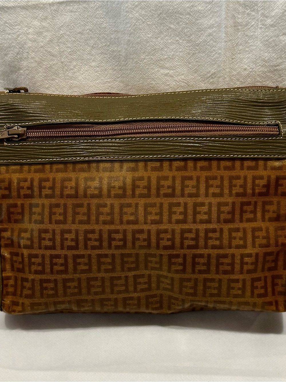 Vintage Fendi Zucca Monogram Coated Canvas Pouch/Clutch